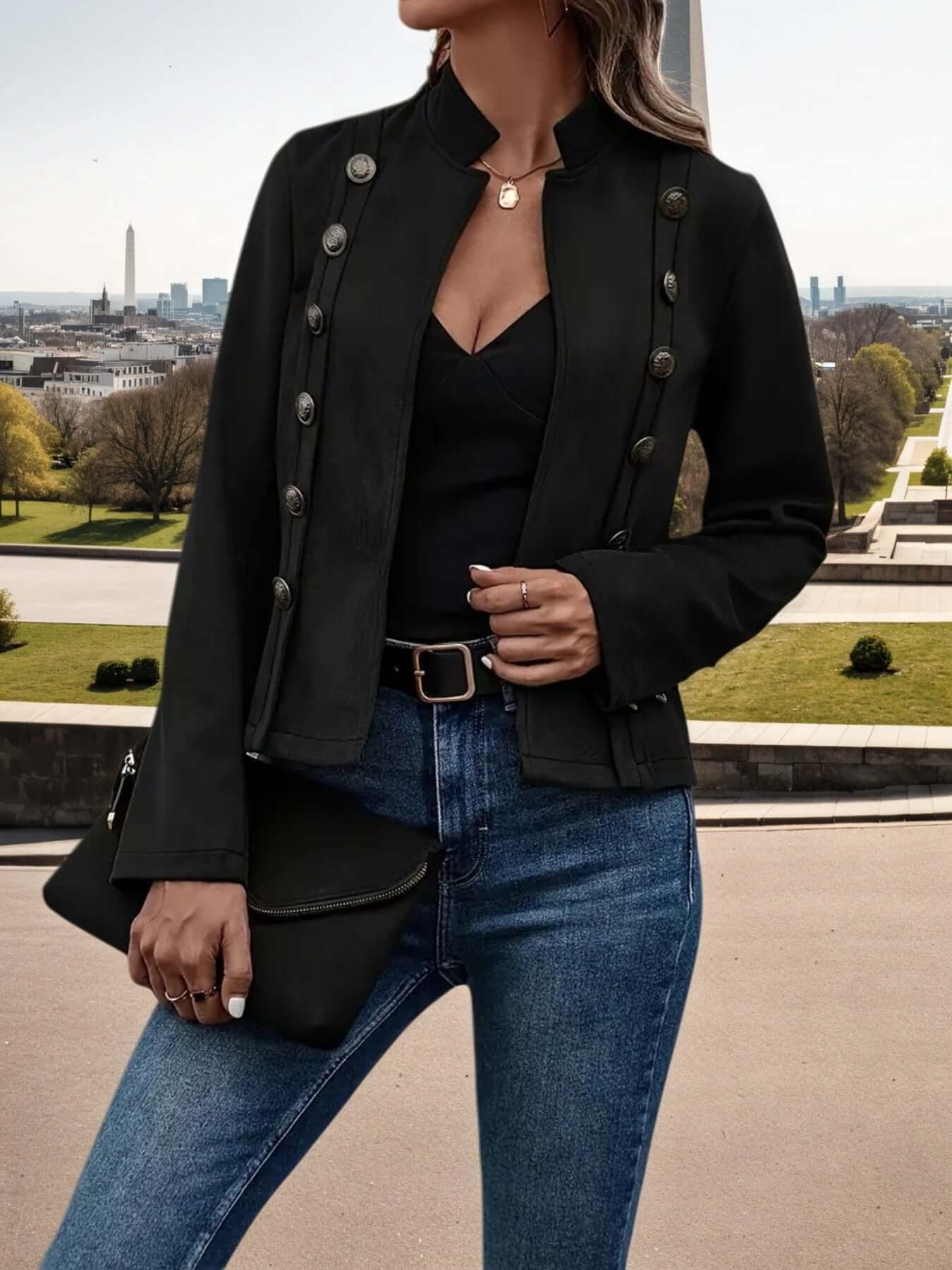 Women's Double Breasted Jacket - Casual Spring Autumn Blazer