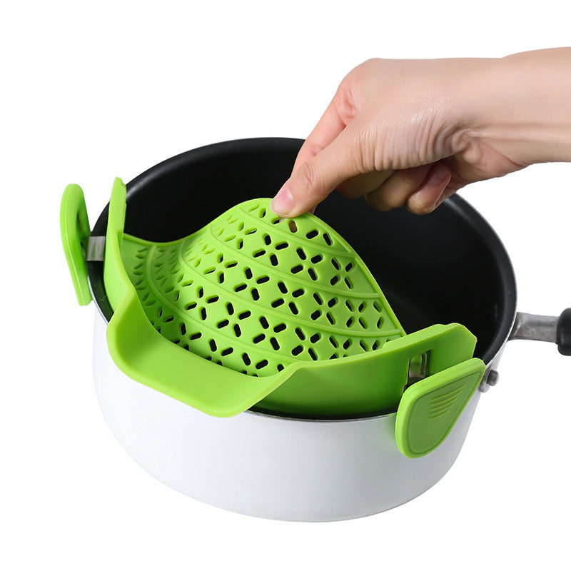 Silicone Pot Strainer - Clip-On Pasta Strainer for Pots and Pans
