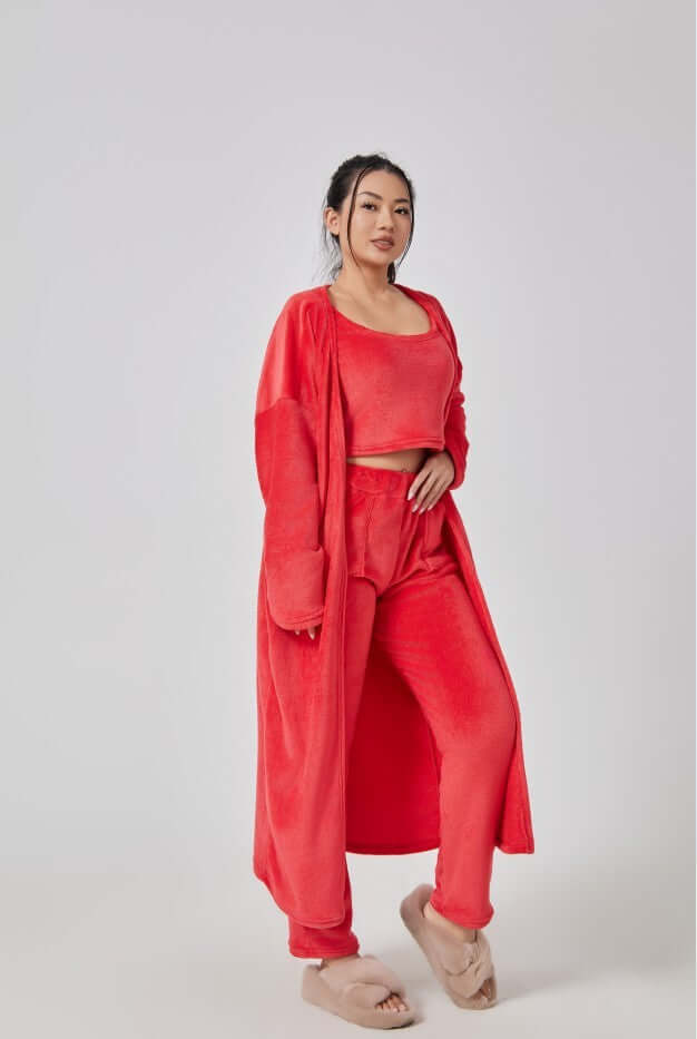 Women's 3 Piece Cozy Pajama Set - Winter Loungewear