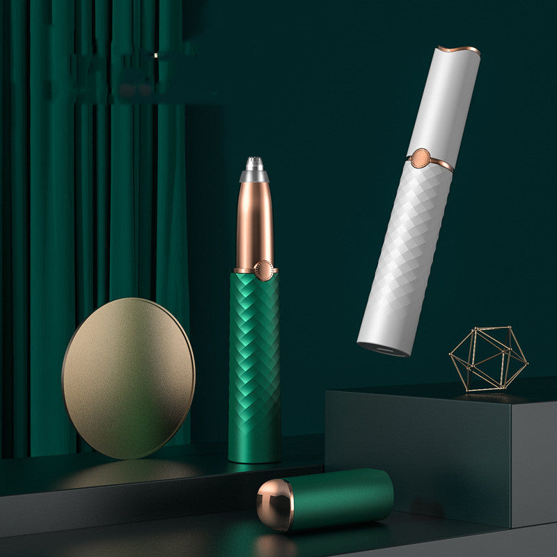 Electric Eyebrow Trimmer - Rechargeable Facial Hair Remover with LED Light