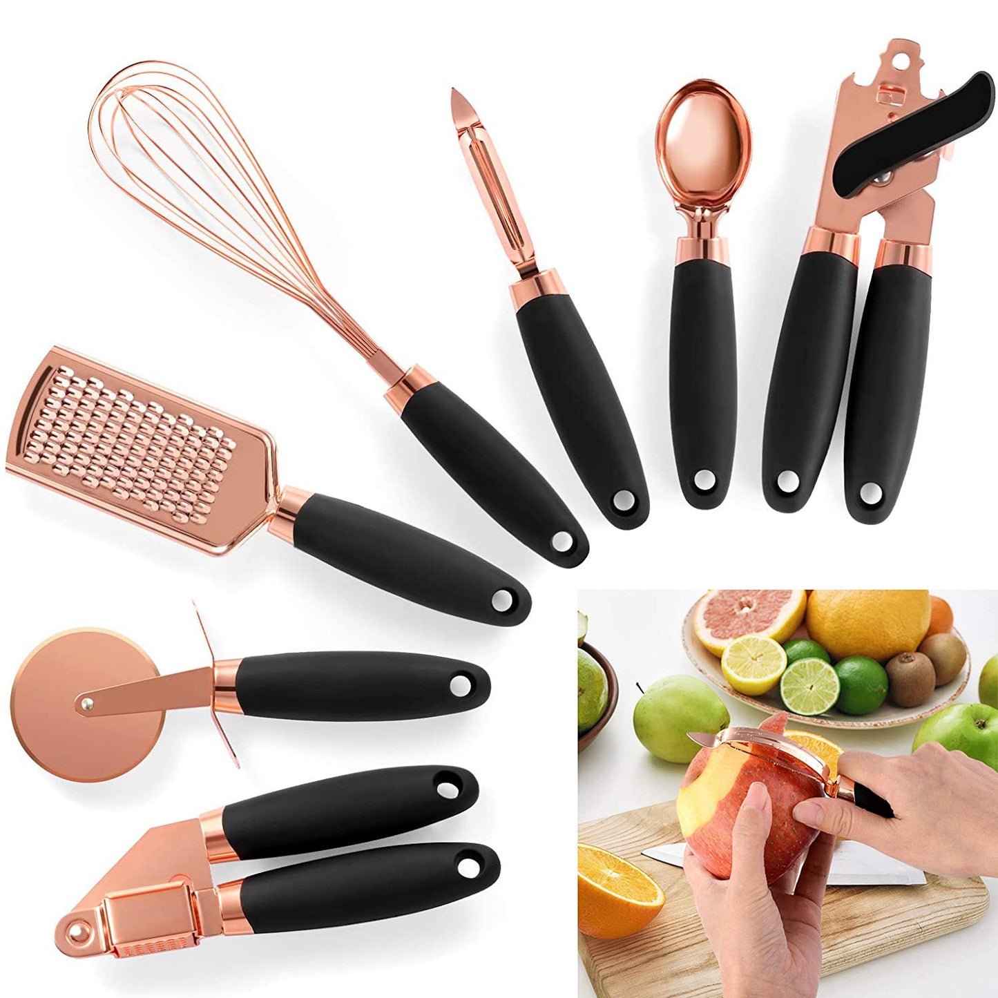7-Piece Stainless Steel Kitchen Utensil Set with Holder