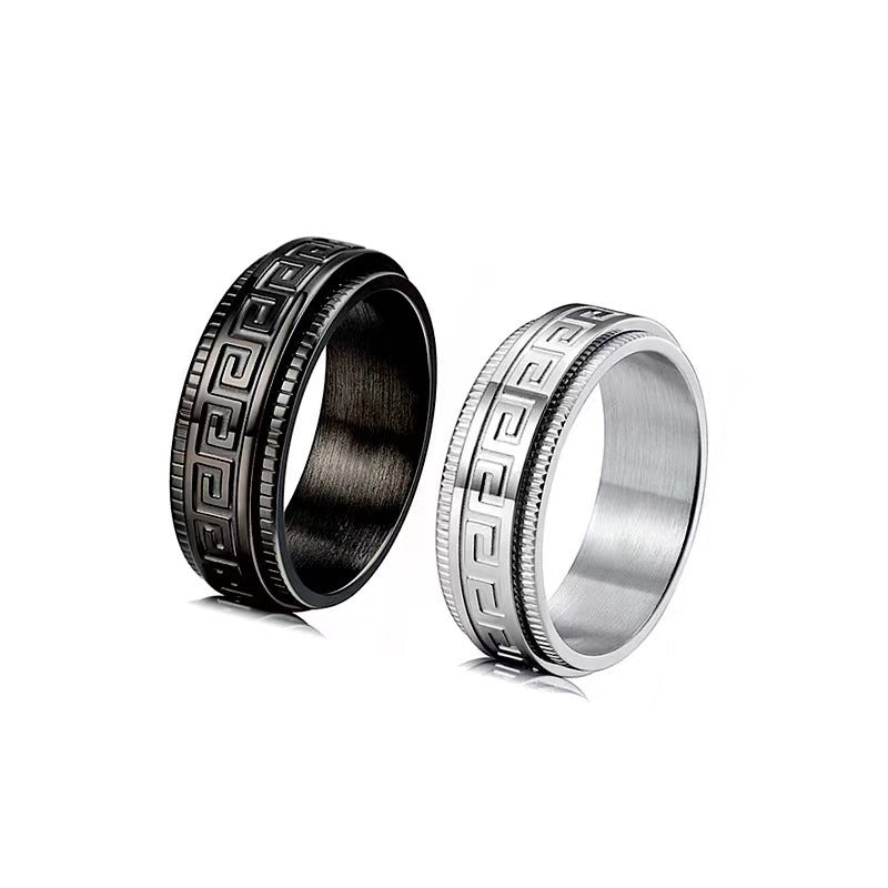 Titanium Steel Men's Decompression Anti-anxiety Rotating Ring