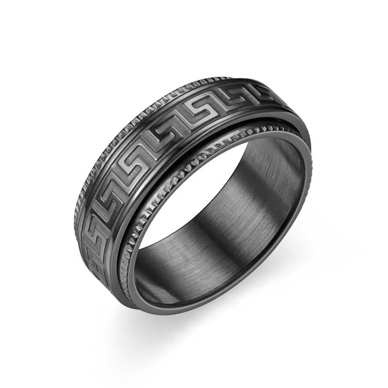 Titanium Steel Men's Decompression Anti-anxiety Rotating Ring