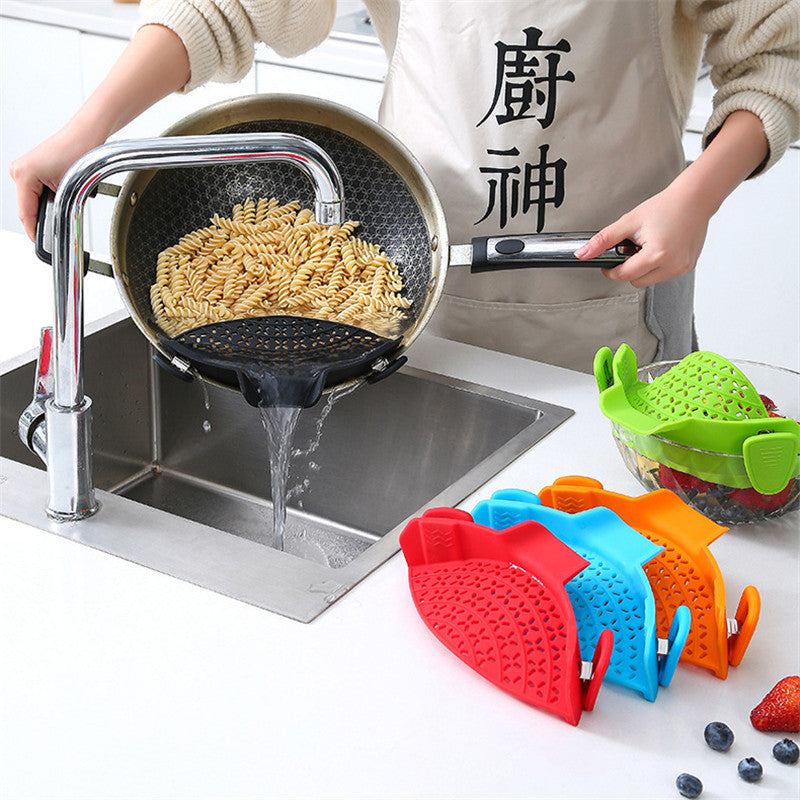 Silicone Pot Strainer - Clip-On Pasta Strainer for Pots and Pans