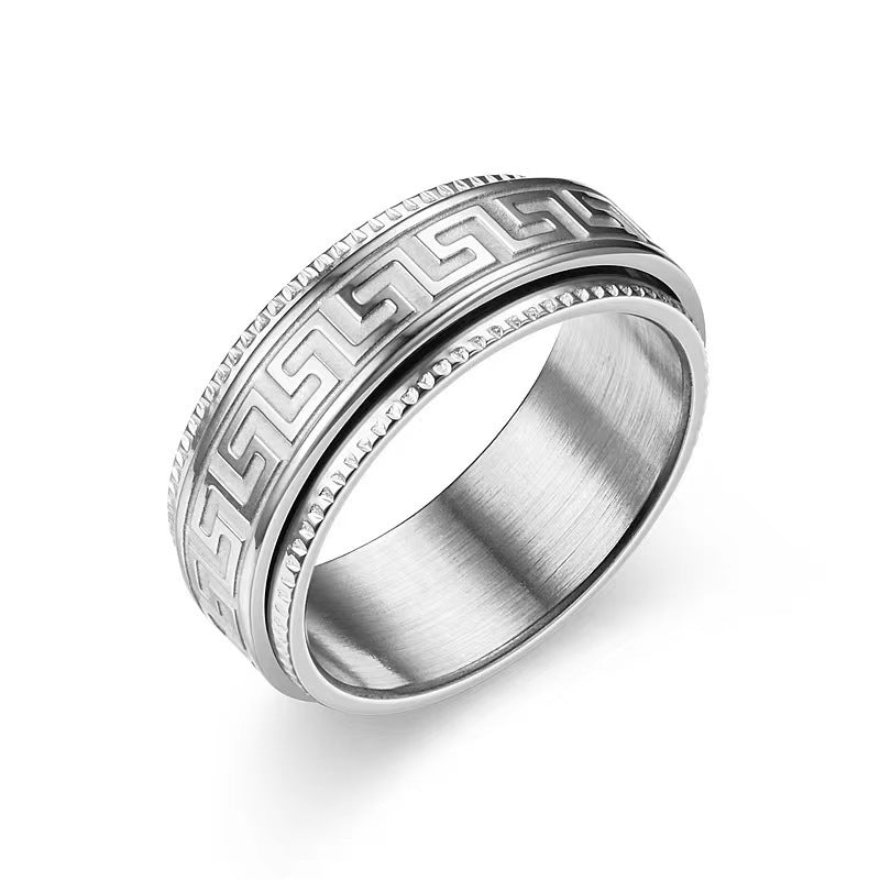 Titanium Steel Men's Decompression Anti-anxiety Rotating Ring