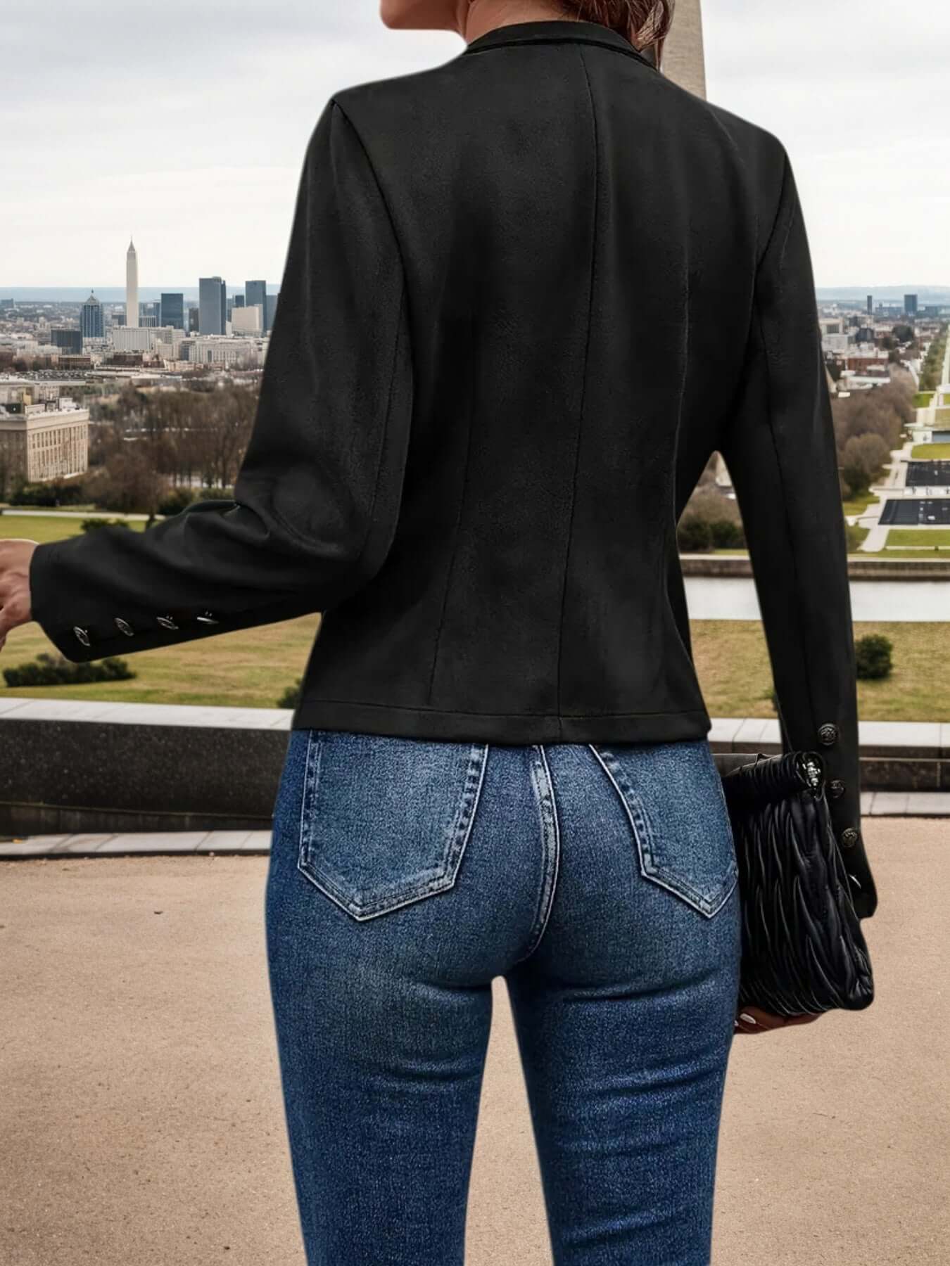 Casual spring autumn blazer - side view highlighting tailored fit